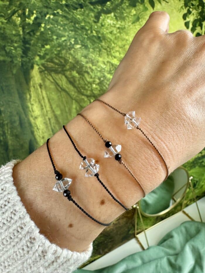 Seelenkristall Armband - Doppel Herkimer Diamant - hellbraun 6 Seelenbewusst