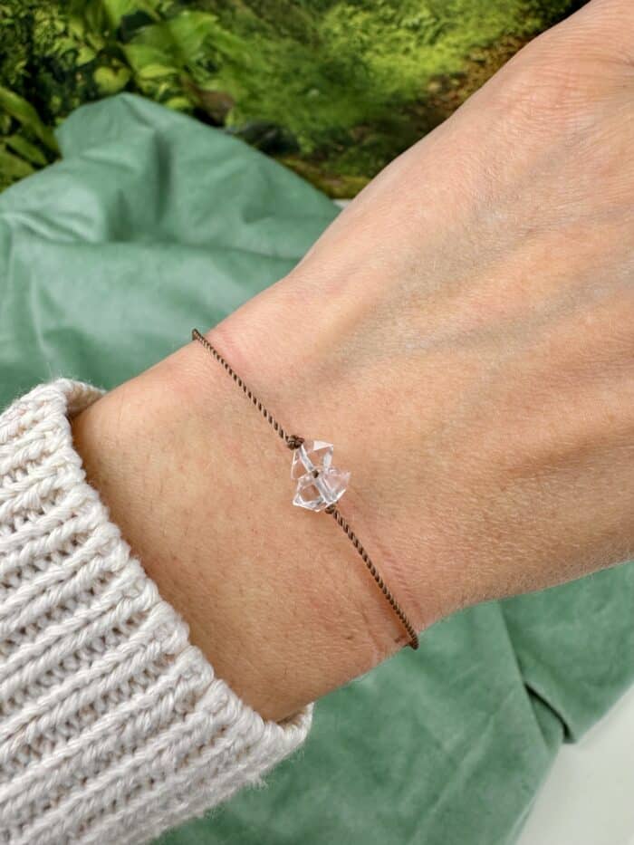 Seelenkristall Armband - Doppel Herkimer Diamant - hellbraun 1 Seelenbewusst