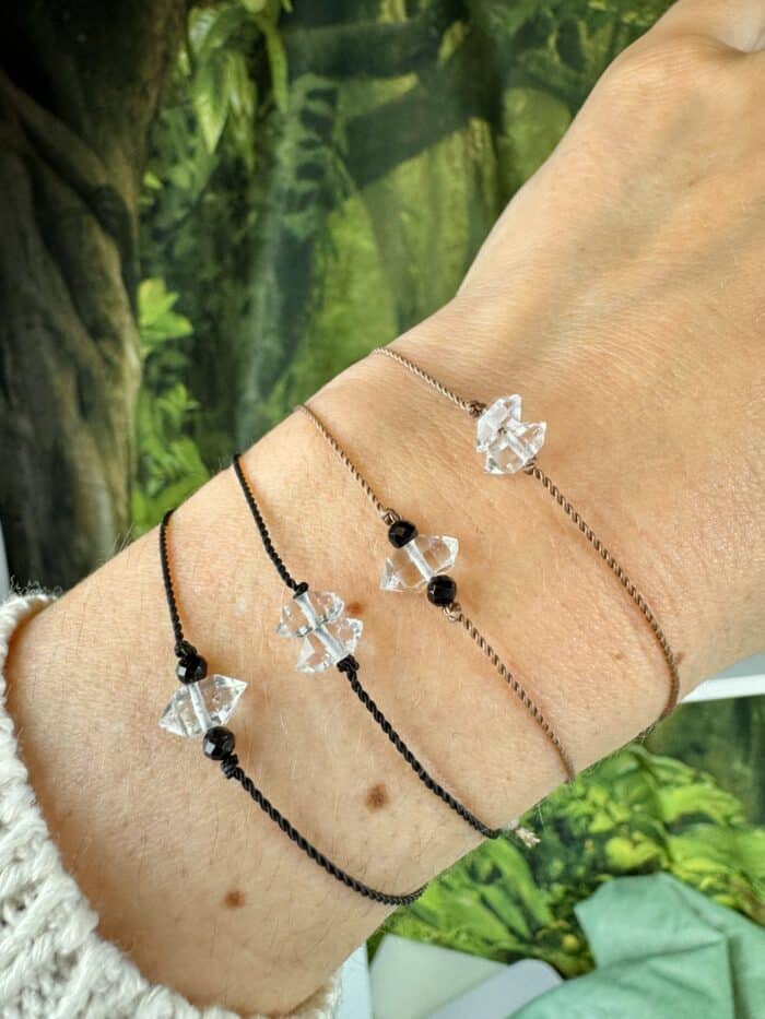 Seelenkristall Armband - Doppel Herkimer Diamant - schwarz 5 Seelenbewusst
