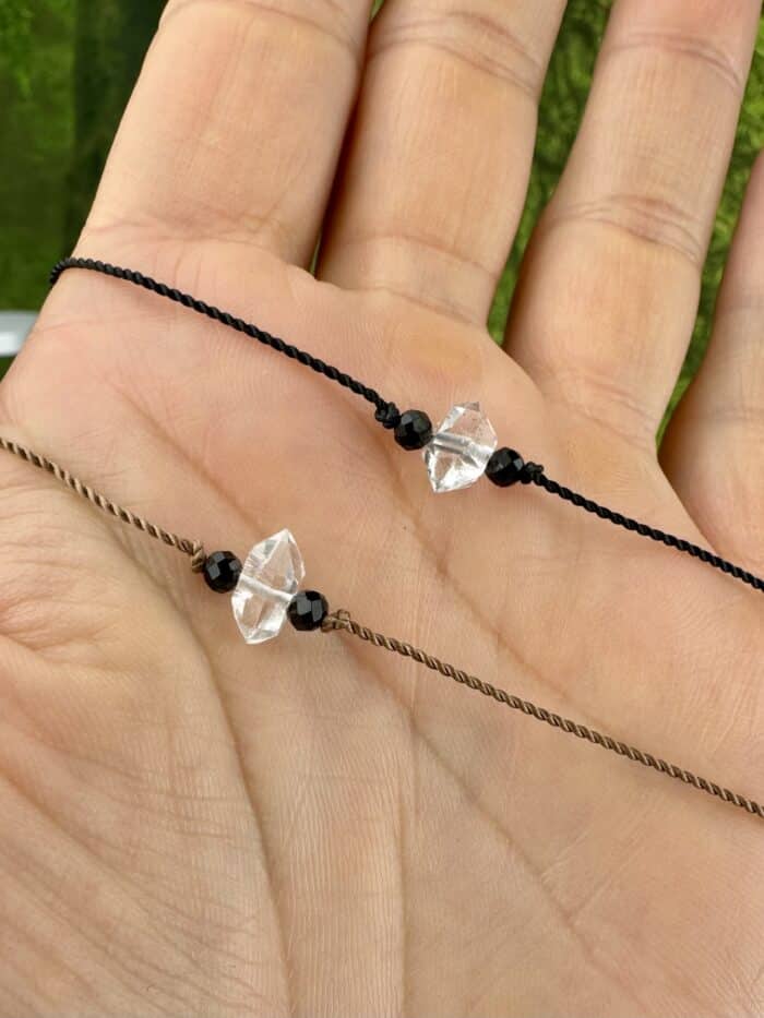 Seelenkristall Armband - Herkimer Diamant Turmalin - schwarz 8 Seelenbewusst