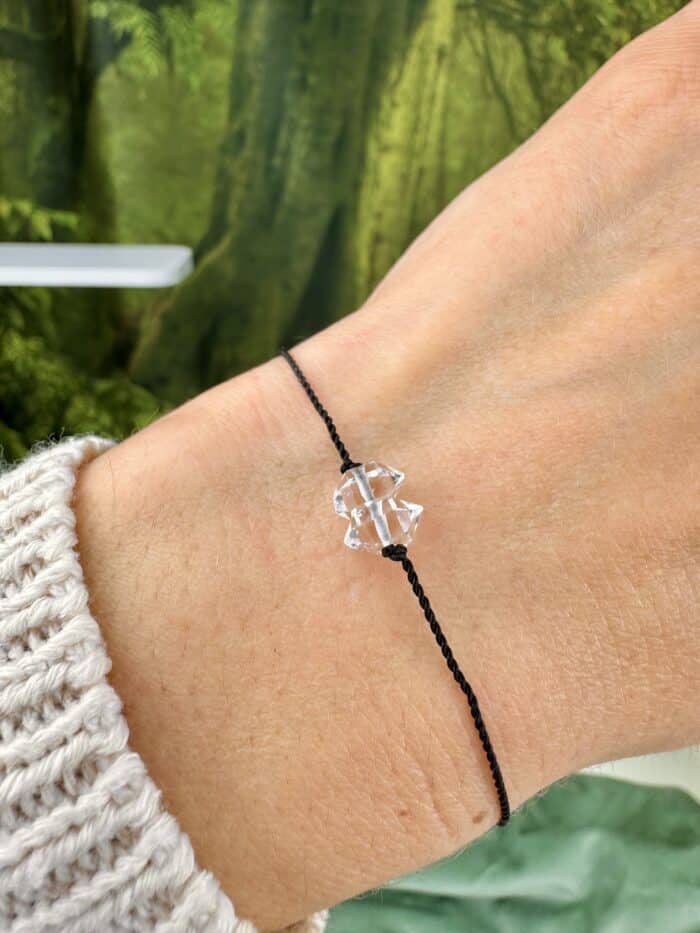 Seelenkristall Armband - Doppel Herkimer Diamant - schwarz 1 Seelenbewusst