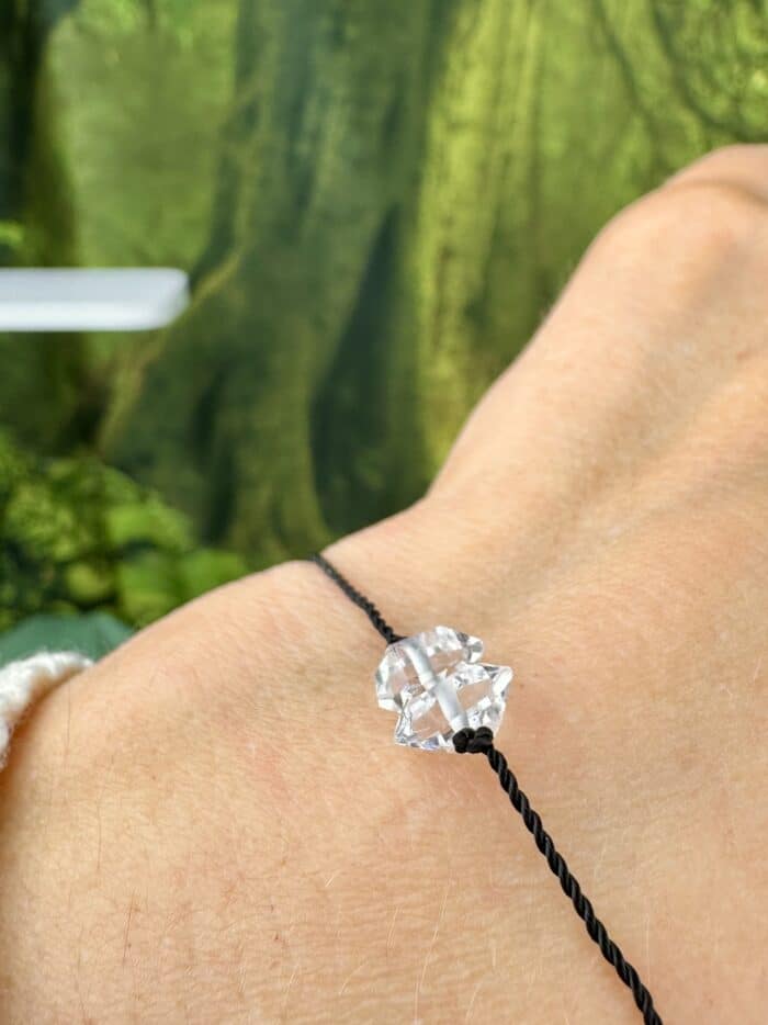 Seelenkristall Armband - Doppel Herkimer Diamant - schwarz 2 Seelenbewusst