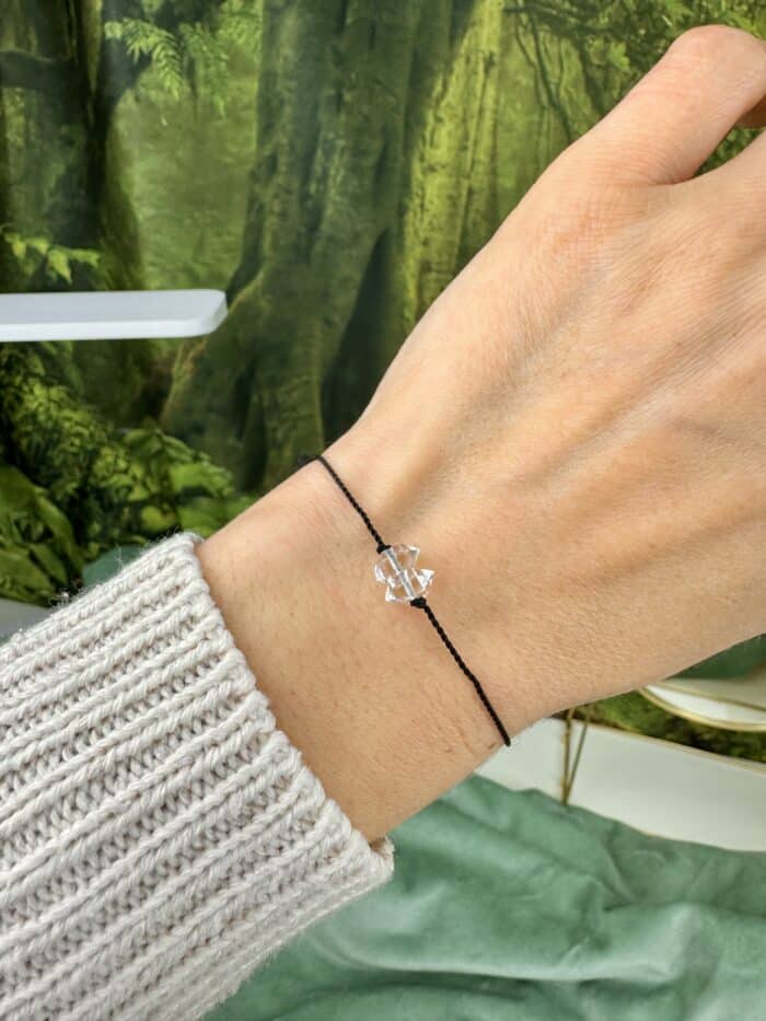 Seelenkristall Armband - Doppel Herkimer Diamant - schwarz 3 Seelenbewusst
