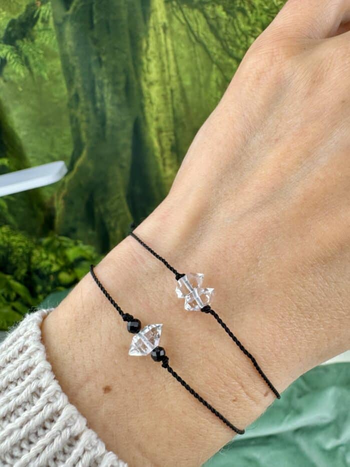 Seelenkristall Armband - Doppel Herkimer Diamant - schwarz 4 Seelenbewusst