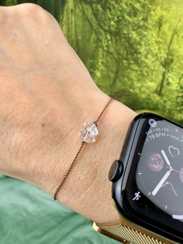 Seelenkristall Armband - Doppel Herkimer Diamant - hellbraun 3 Seelenbewusst
