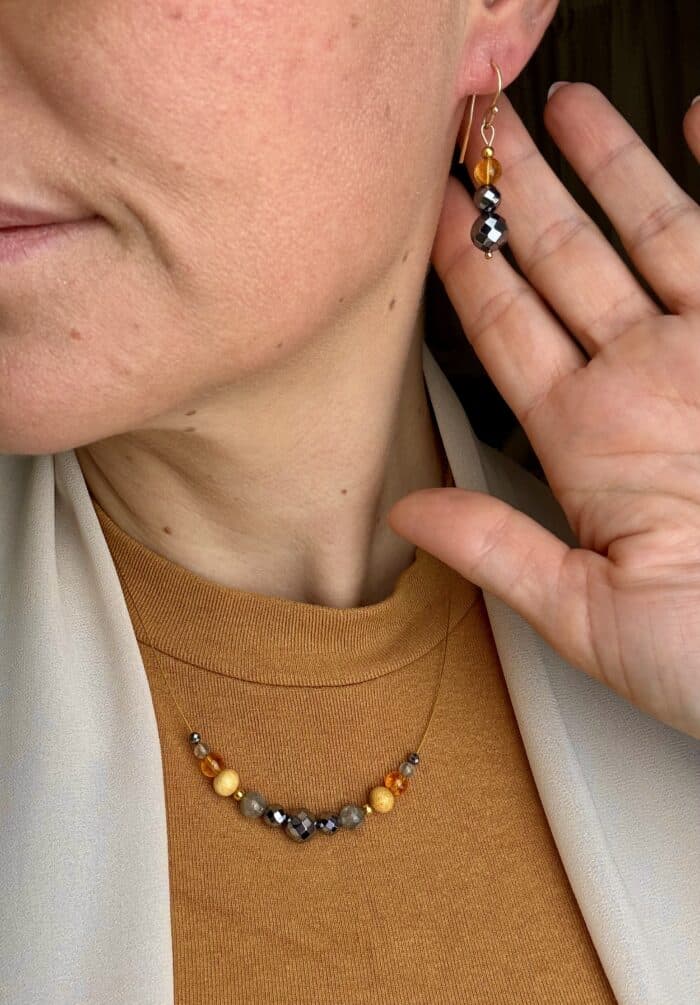 Schmuck-Set „Sonnenglanz“ – Citrin, Palo Santo & Silizium – Bild 7