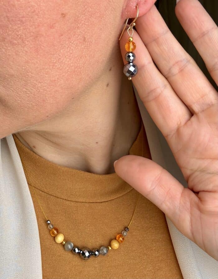Schmuck-Set „Sonnenglanz“ – Citrin, Palo Santo & Silizium – Bild 4