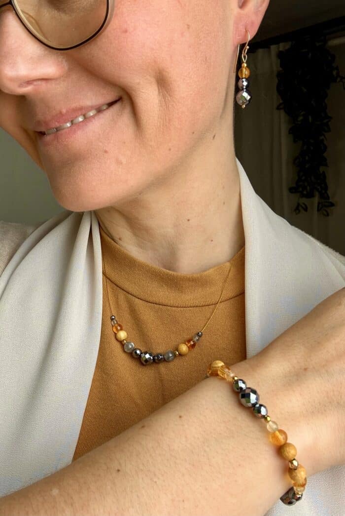 Schmuck-Set „Sonnenglanz“ – Citrin, Palo Santo & Silizium – Bild 1