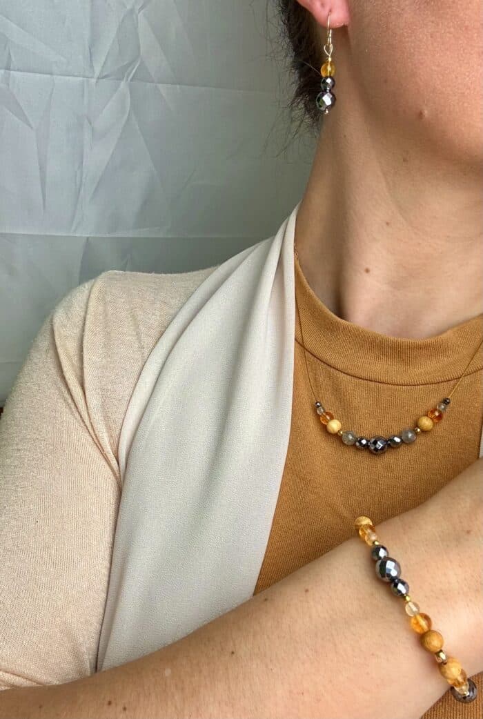 Schmuck-Set „Sonnenglanz“ – Citrin, Palo Santo & Silizium – Bild 2